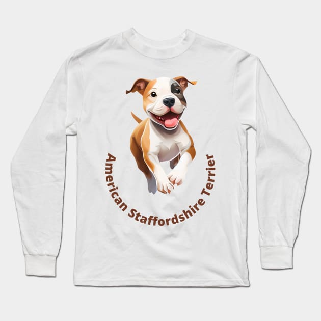 American Staffordshire Terrier Long Sleeve T-Shirt by Schizarty